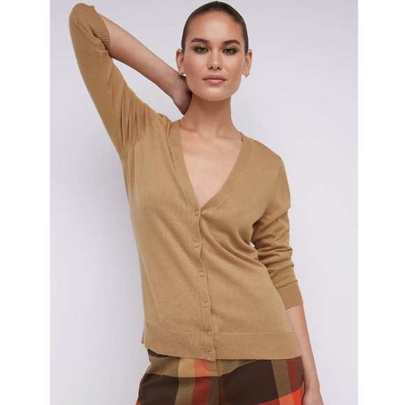 New York & Company Sweaters - New York & Company Chelsea V-Neck Cardigan in Classic Camel